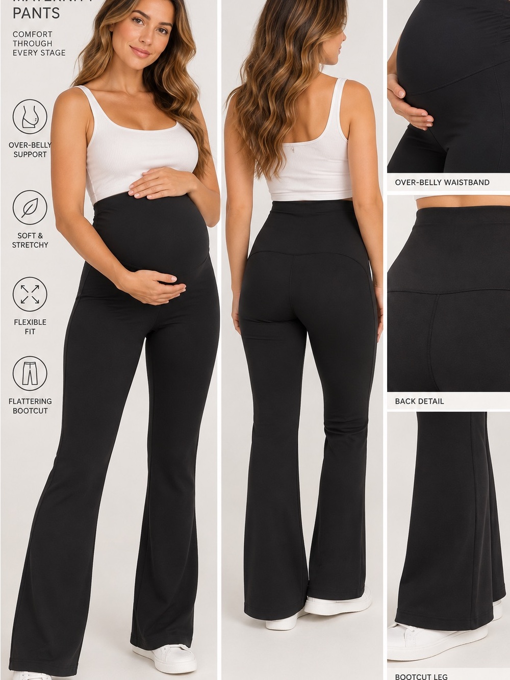 Maternity Over-Belly Black Bootcut Pants